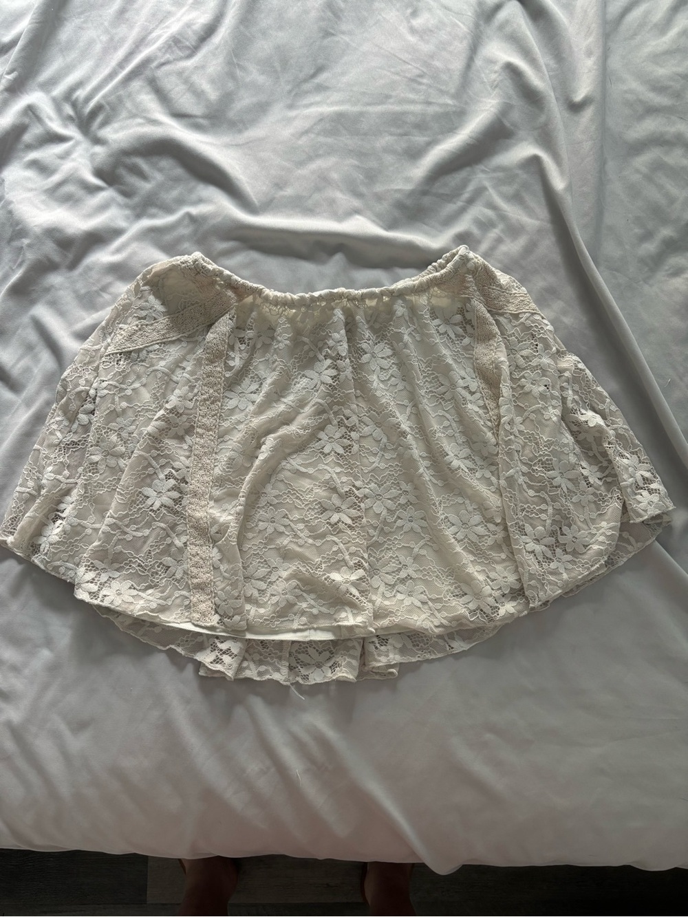No Boundaries Cream Lace Skater Skirt